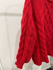 Chic Red Cable Knit Sweater