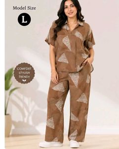 Stylish Brown Printed Co-ord Set
