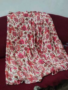 Boho Floral Print Midi Skirt