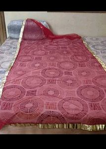 Red Dupatta with Golden Border fixed price
