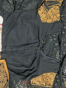 Elegant Black Embroidered Saree