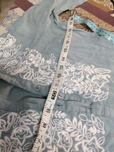Embroidered Light Blue Kurti and pant set