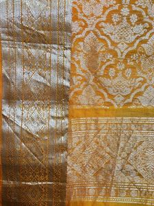 Elegant Black &amp; Orange Gold Saree