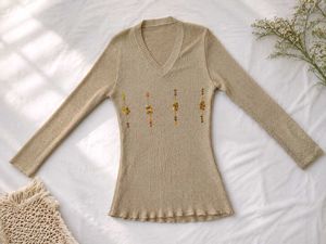Sparkling V-Neck Long Sleeve Top