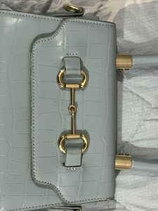 Stylish Baby Blue Croc-Embossed Handbag