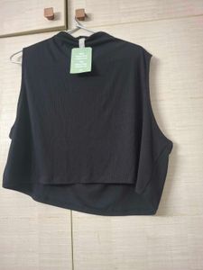 Sleeveless Black Mock Neck Top