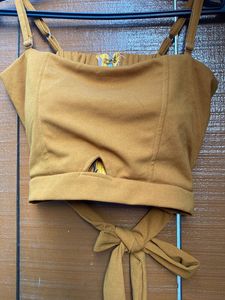 Mustard Coloured Padded Crop Top