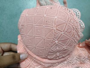 Peach Lace Balconette Bra