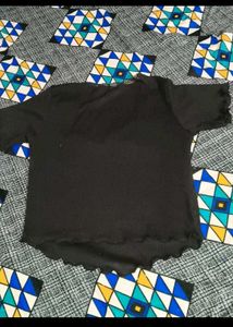 Black Ruched V-Neck Top