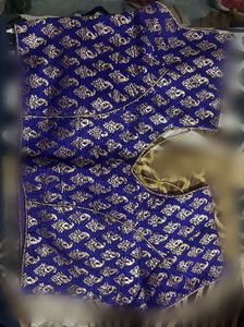 Royal Blue Brocade Blouse