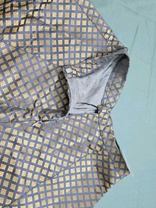 INDYA Grey Banarasi Flared Maxi Skirt
