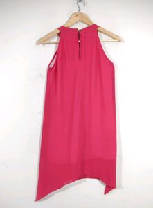 IDK Peach Plain Halter Neck Western Dress(Womens)