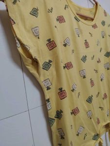Cute Yellow Perfume Bottle Print Crop Top