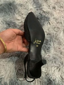 Sparkling Black Heeled Flats