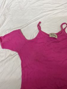 Pink Cold Shoulder Tee