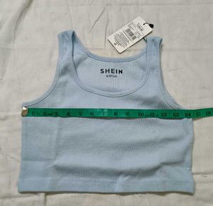 SHEIN Baby Blue Ribbed Tank Top