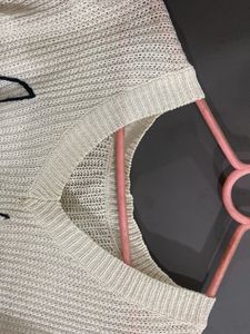 Cream Knit Cropped Top