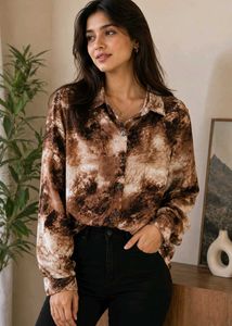 Stylish Tie-Dye Print Button-Up Shirt