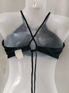 Black Lace-Up Bikini Top