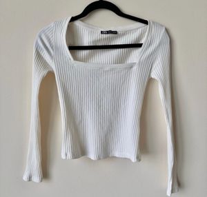 zara square neck long sleeve top