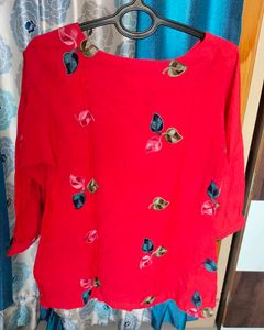 Vibrant Red &amp; Striped Tops - Set of 2