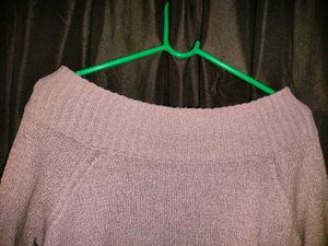 Lavender Off-Shoulder Cozy Sweater