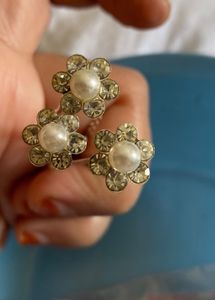 Set of 3 Gold Pearl Flower Juda Hair Pins