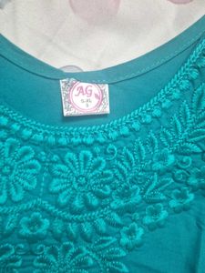 Teal Embroidered Kurta