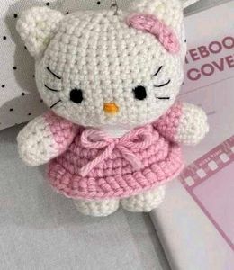 Crocheted Hello Kitty Keychain