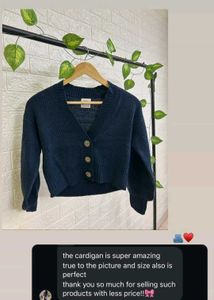 Zara Navy Blue Cropped Cardigan