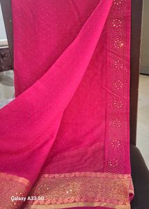 Elegant Pink Embellished Saree