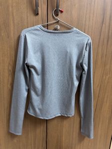 Gray Long Sleeve Henley Top