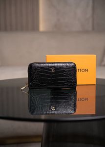 LV Black Croc Zip Around Wallet