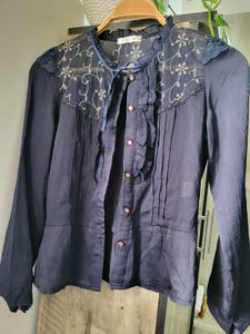 Elegant Black Sheer Lace Blouse
