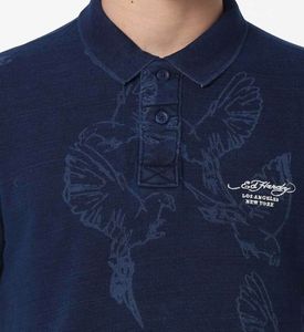 Ed Hardy - Navy Printed Polo T-Shirt