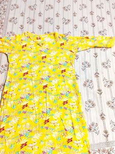 Yellow Printed Kurta