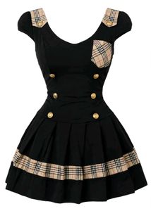 Chic Black Dress with Tartan Accents