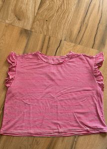 Striped Ruffle Sleeve Top