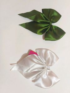 5 Items Bows Hair Clips Small Rubber