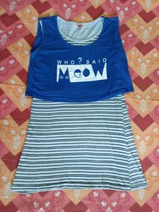 Blue Graphic T-shirt Dress