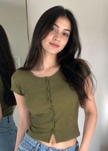Ribbed Button-Up Crop Top