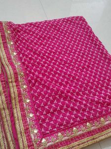 Elegant Pink Embroidered Saree
