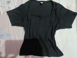 Black Square Neck Crop Top