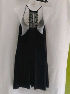 Black Lace Trim Nightgown