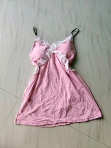 Pink Lace Trim Camisole Nightgown