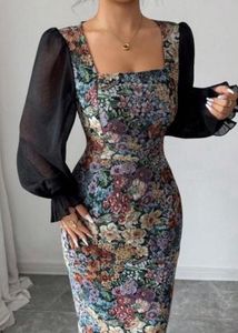 Floral Sheer Sleeve Maxi Dress