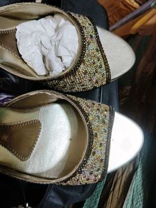 Embellished Golden Wedge Heels