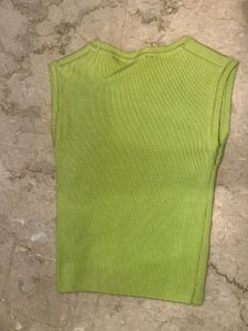 Lime Green Sleeveless Knit Top