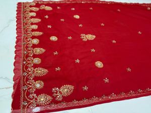 Exquisite Red Embroidered Saree
