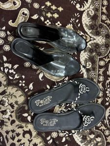 Chic Black Transparent Strap Sandals &amp; Flip-Flops